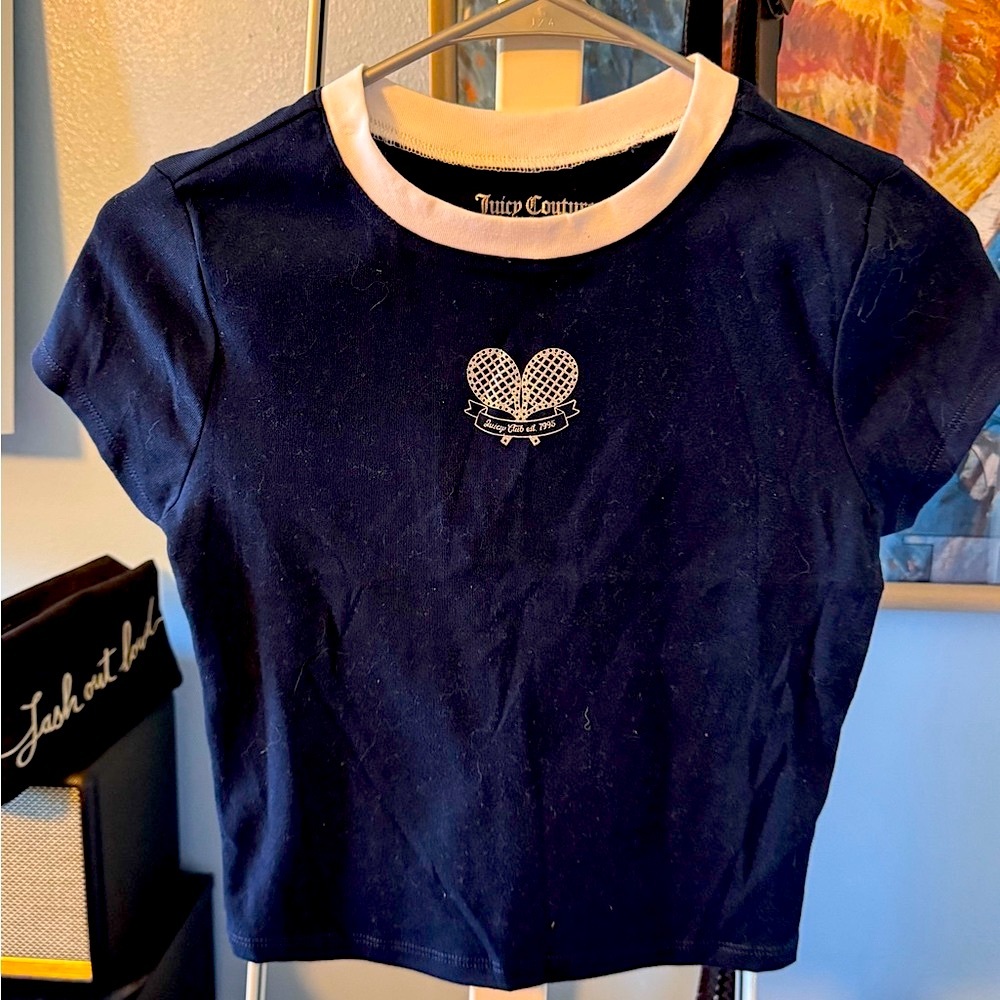 New without tag Juicy Couture Blue and White Short Sleeve Tee